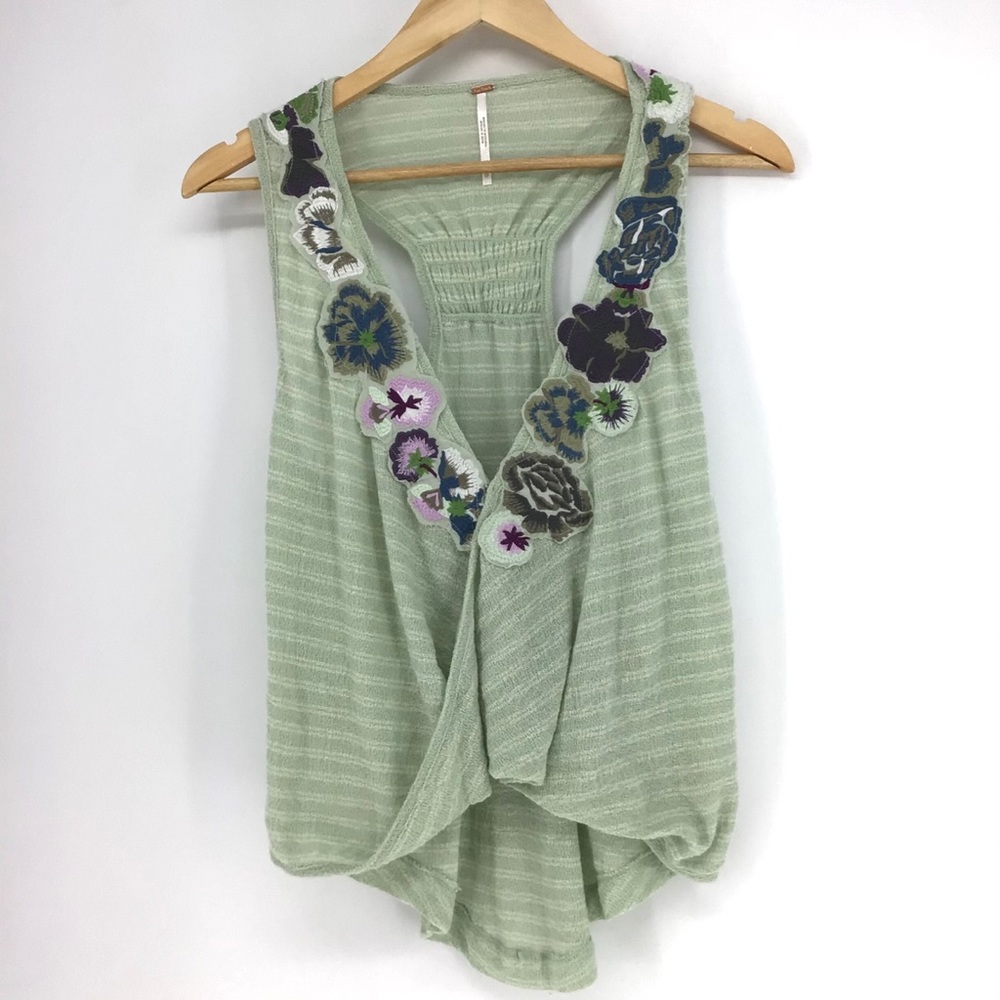 Free People Frida Embroidered V-Neck Tank Top NWT